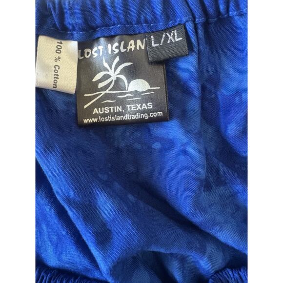 Lost Island Trading L/XL Blue Blouse Medieval Cosplay Renaissance Tie Dye - Picture 2 of 6